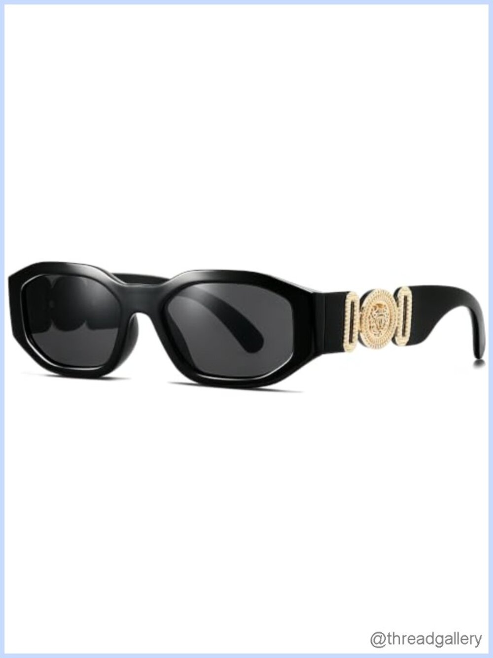 Retro 90s Rectangle Sunglasses Thick Square Frame UV400 Unisex
